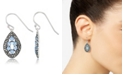 Macy's Blue Topaz (1-1/3 ct. t.w.) & Marcasite Teardrop Earrings in Sterling Silver 